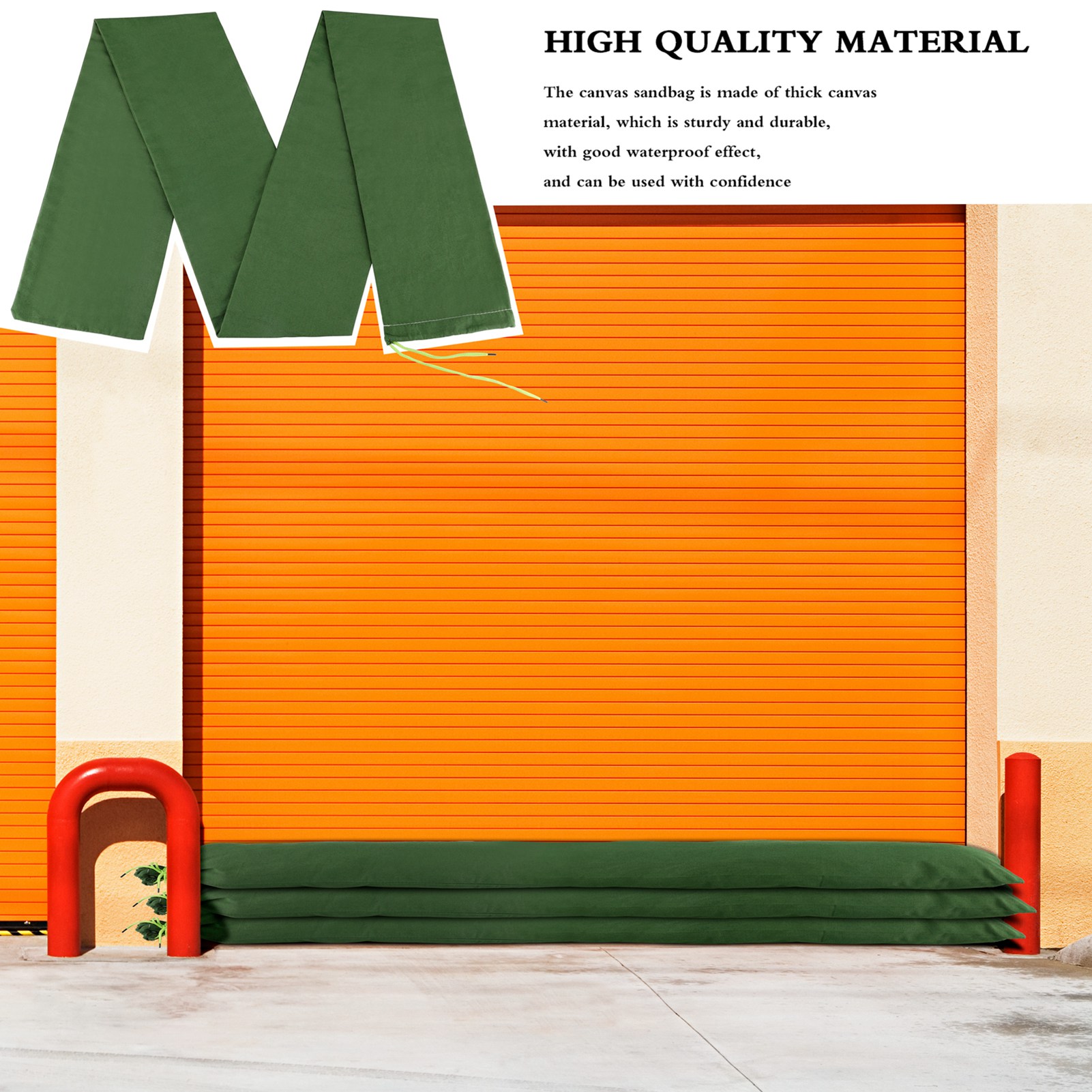 Flood Barrier Bag - Sandbag Long Sandbag Green Canvas Flood