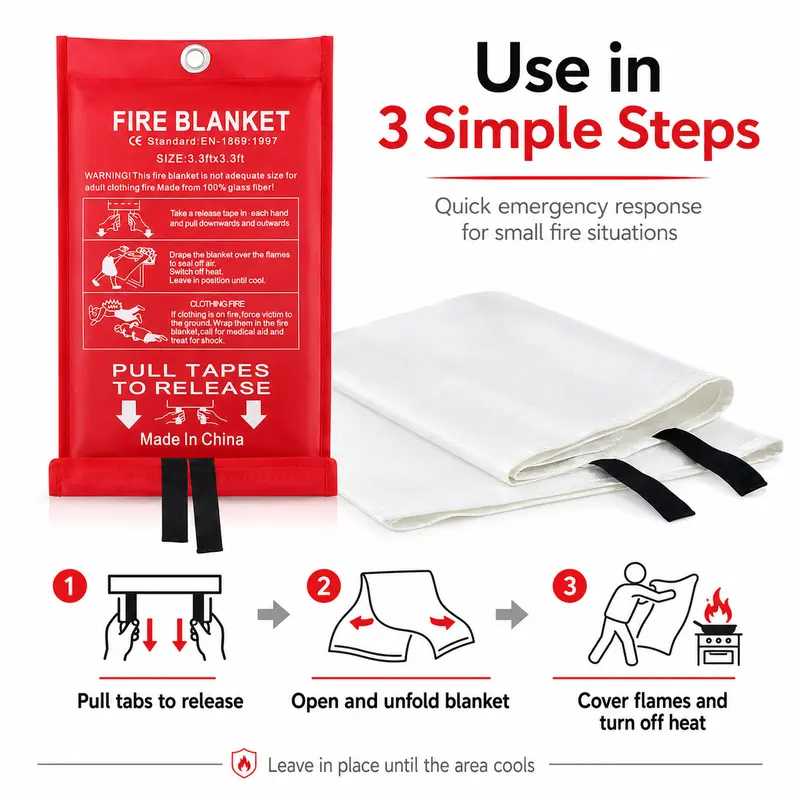 4 Pack Fiberglass Emergency Fi - đánh giá và giá Fire Blanket Kitchen